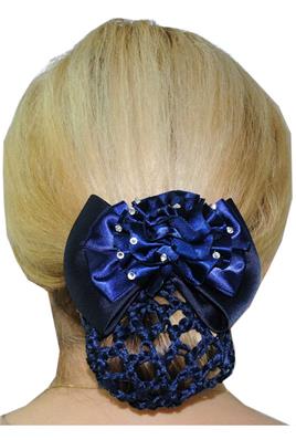 Barette à cheveux fleur satin bleu