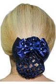 Barette à cheveux fleur satin bleu